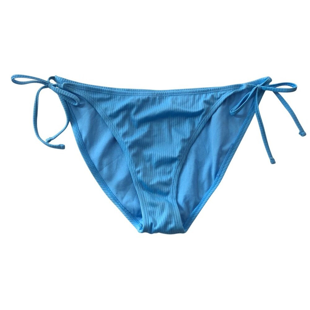 Wild Fable Bikini Bottom String Ties Ribbed Blue L
